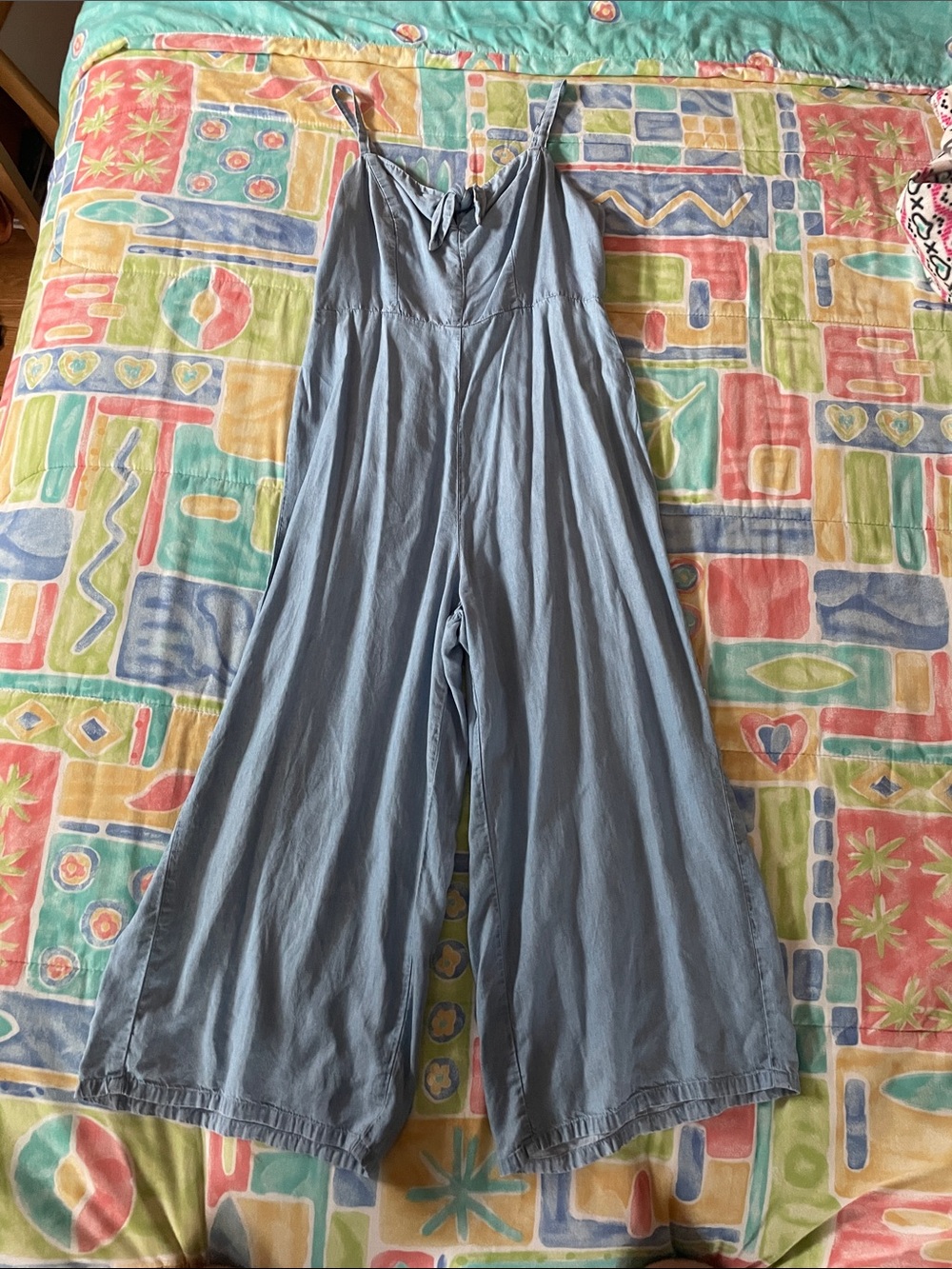 Old Navy Light Blue Wide-Leg Romper Jumpsuit